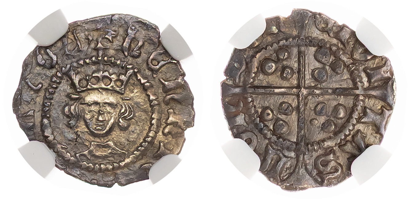 Henry VI (1422-1461), Halfpenny, First reign, Rosette-mascle issue. NGC AU58 (Finest Graded by NGC)