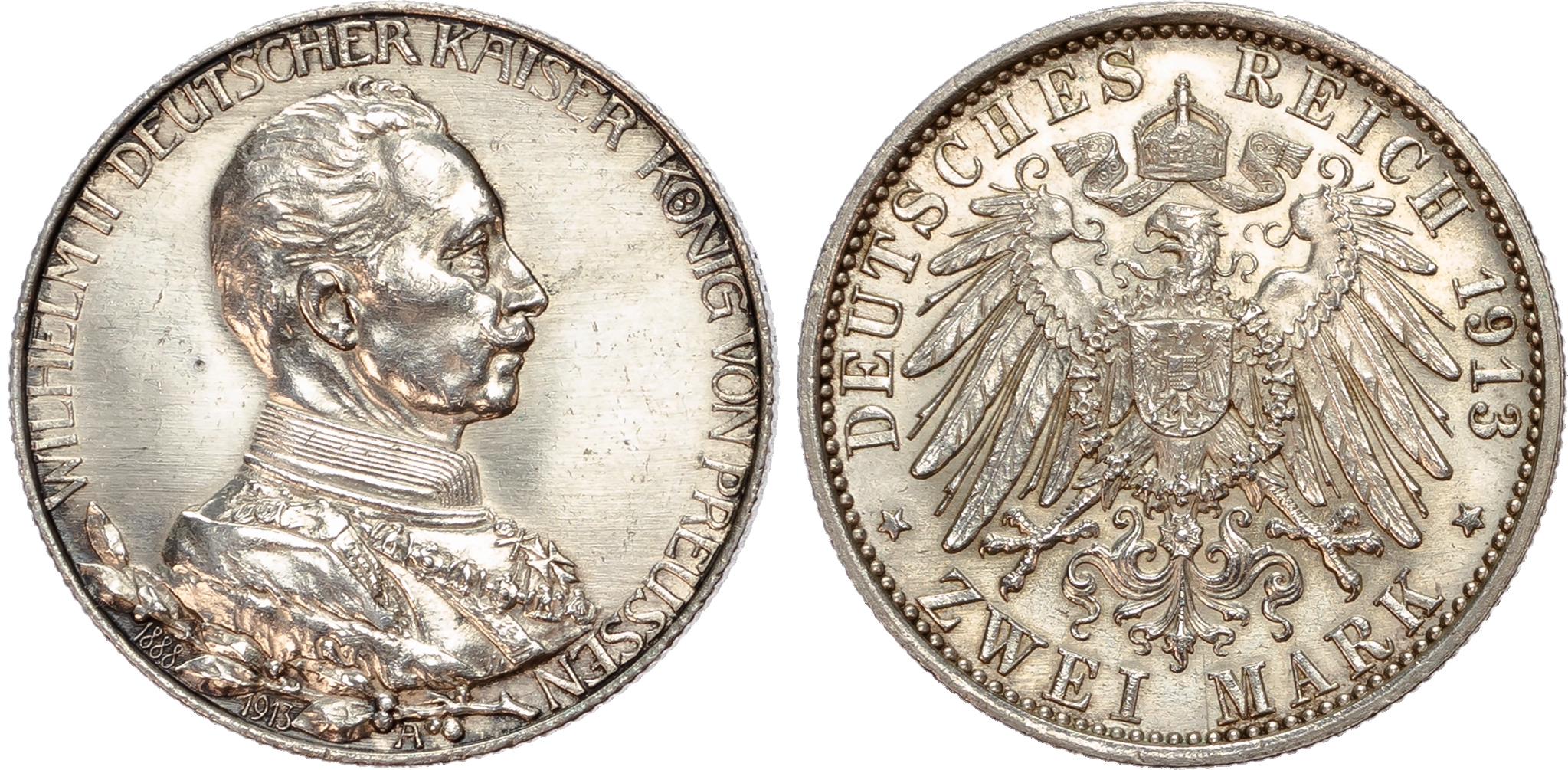 Germany, Prussia, Wilhelm II (1888-1918), silver 2 Marks (2).