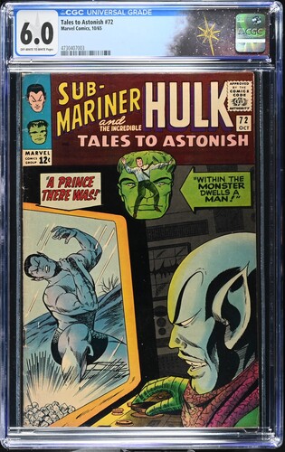 Tales to Astonish #72 CGC 6.0 Stan Lee story, Gene Colan and Vince Colletta cover (Marvel Comics, 1965)