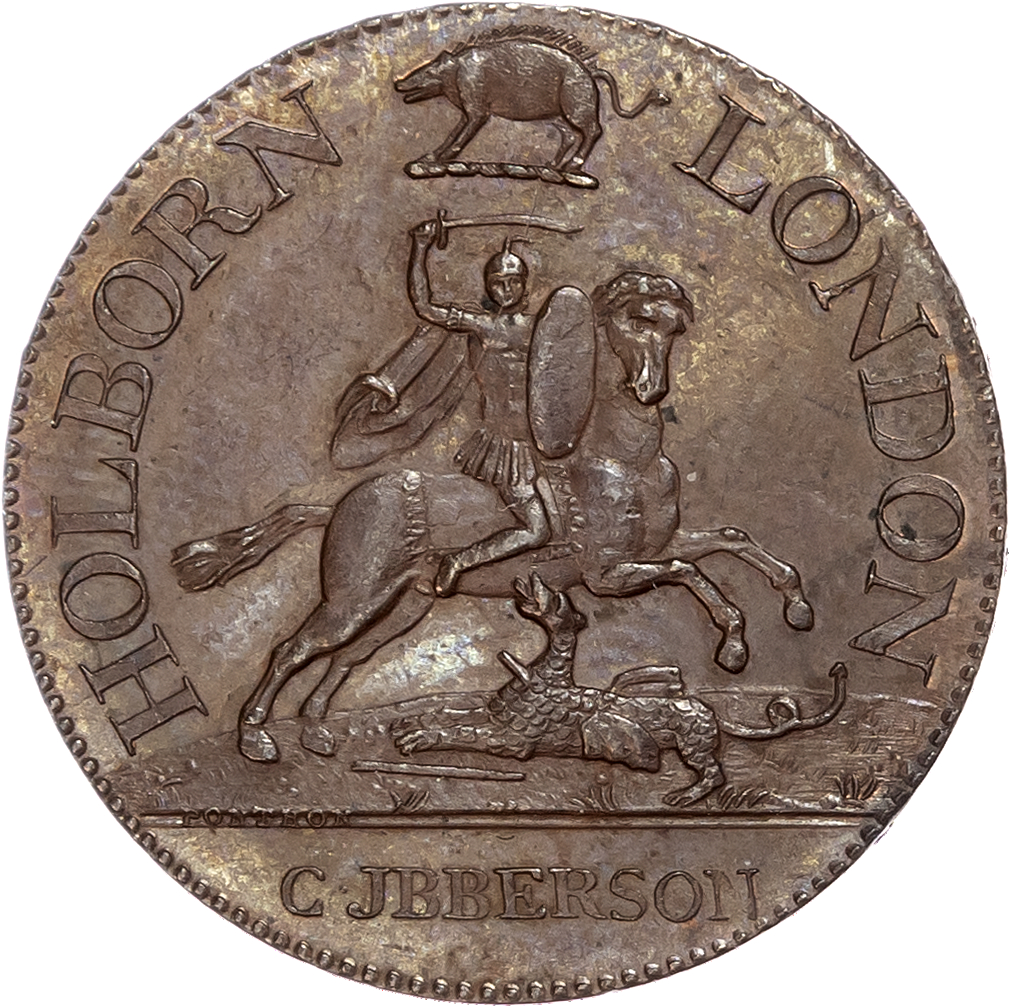 London Holborn, Christopher Ibberson (Coaching Inns owner) bronzed proof Halfpenny undated