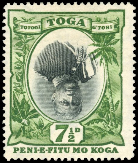 Tonga SG 48a 7½d error centre inverted mint 