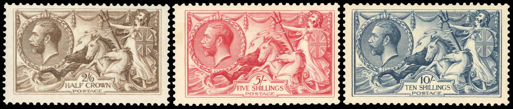 GB SG 415a-417 1918 Bradbury Seahorses mint