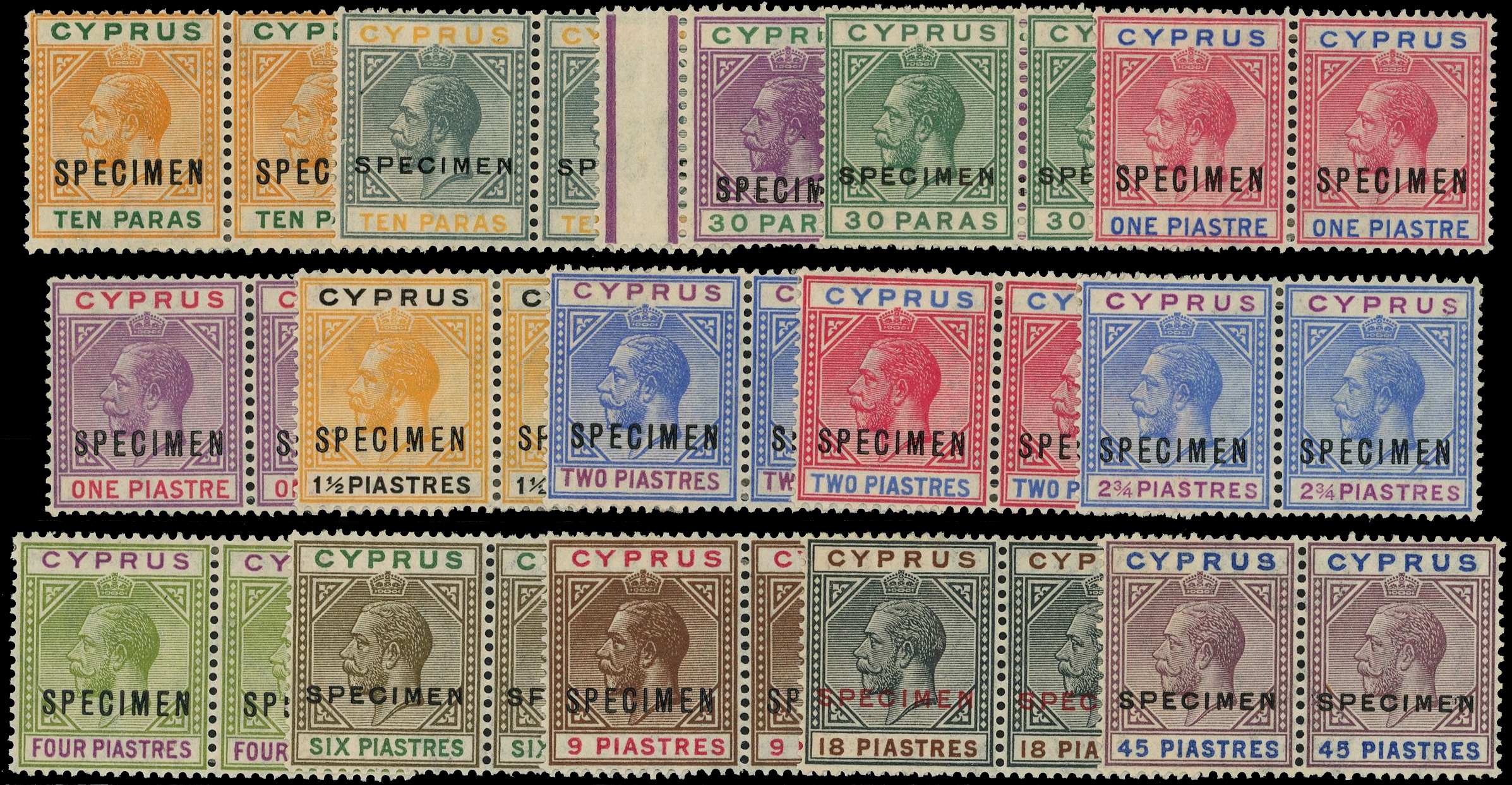 Cyprus SG 85s-99s pairs Specimen