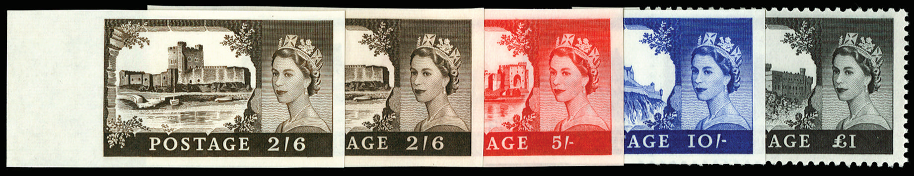 GB 1967-68 2s6d-£1 "Castles" (2nd Bradbury Wilkinson printing, No wmk). Superb unmounted o.g. left hand… SG759/62var