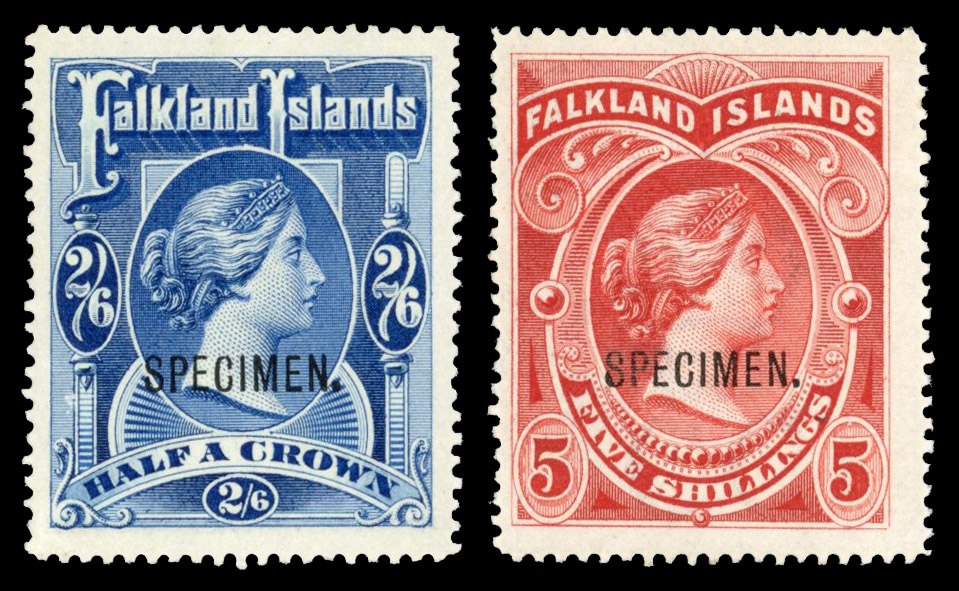 SG 41s-42s 1898 2/6d and 5/- Specimens