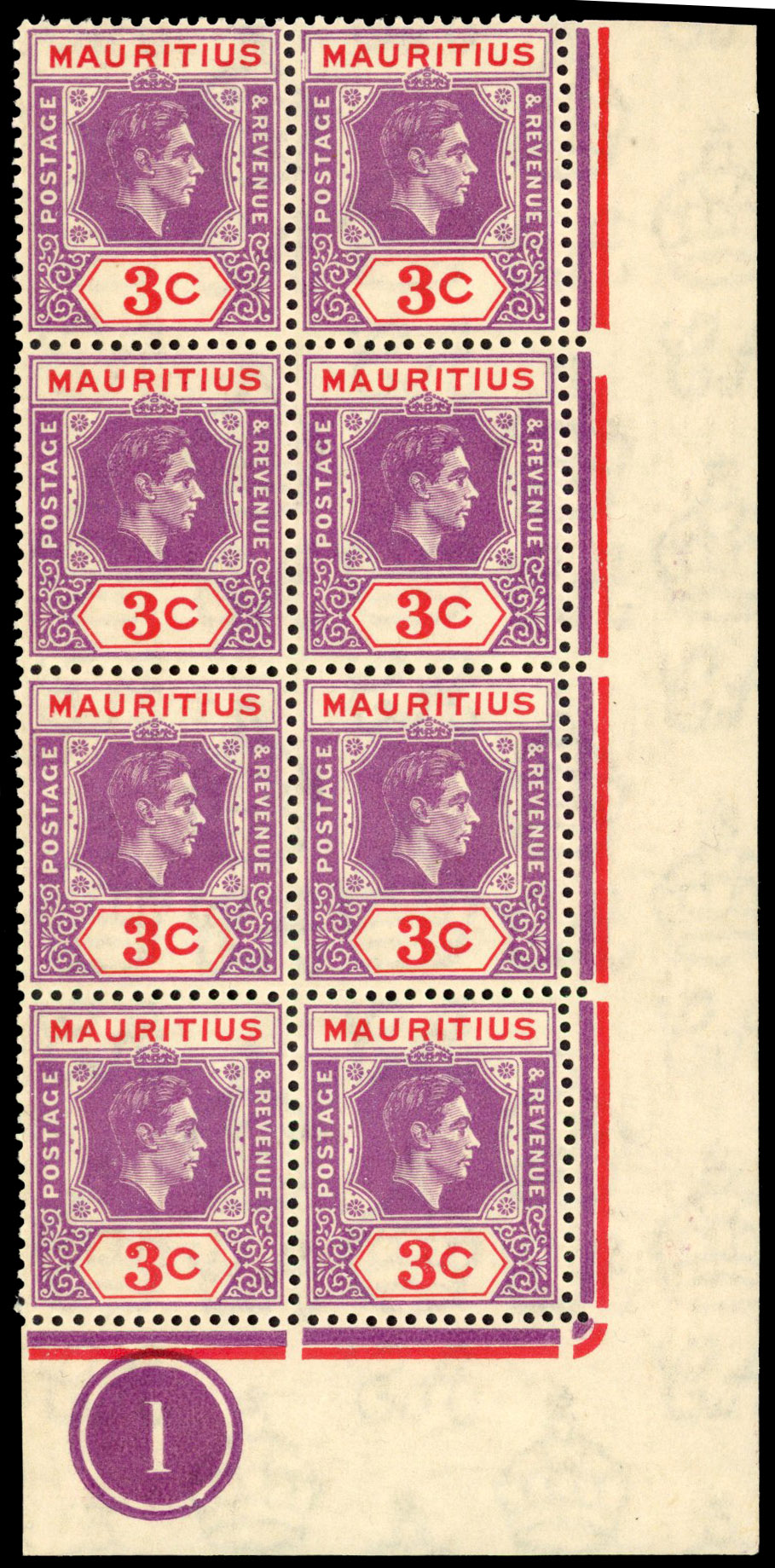 Mauritius SG 253b block mint