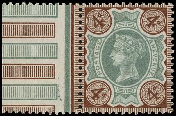 1887 4d green and purple-brown, left...