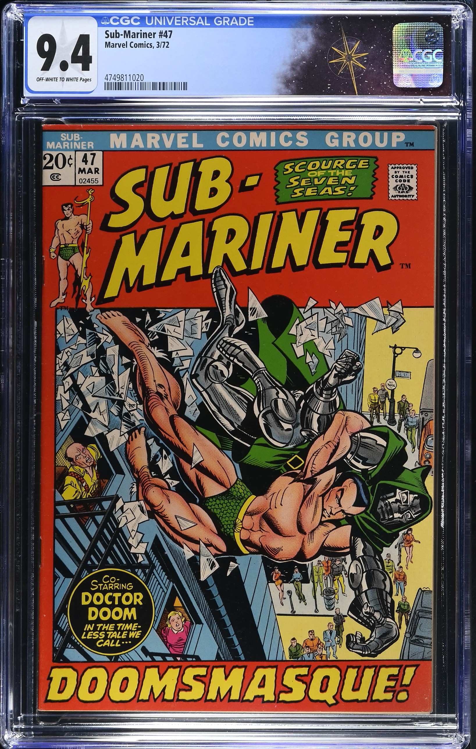 Sub-Mariner #47 CGC 9.4 Doctor Doom Appearance & Cover (Marvel Comics, 1972) Off-White to White Pages