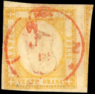Italian States - Neapolian Provinces 1861 20g yellow-orange inverted head used