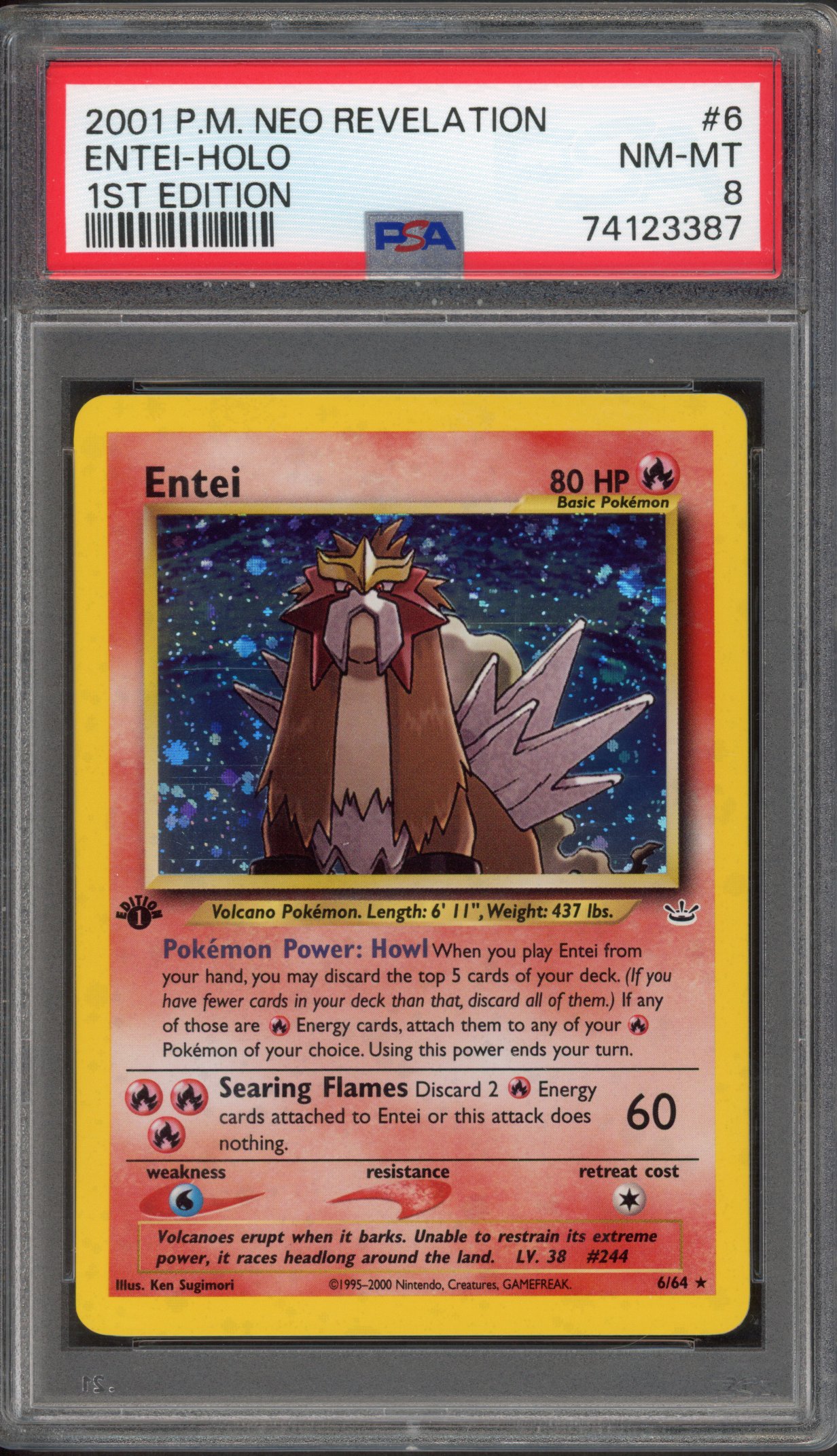 PSA 8 Entei - 1st Edition Neo Revelation - 2001