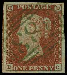 1841 1d Red brown Pl.45. Superb used huge...