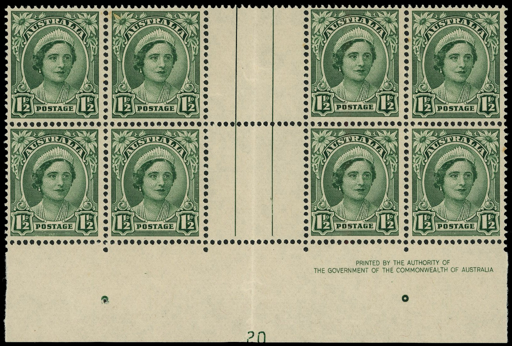 Australia SG 229 Plate 20 block mint