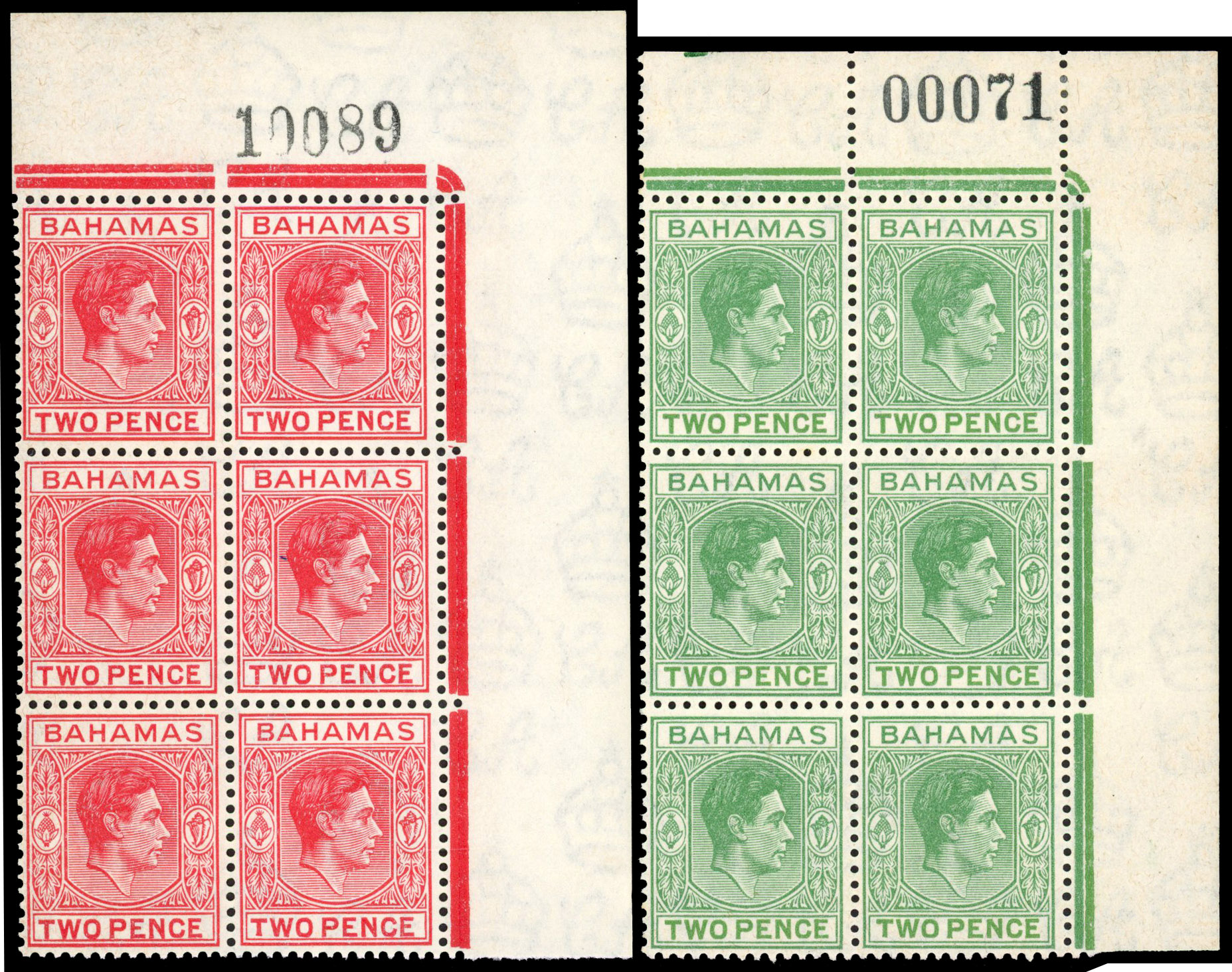 Bahamas SG 152ba, 152c var blocks mint