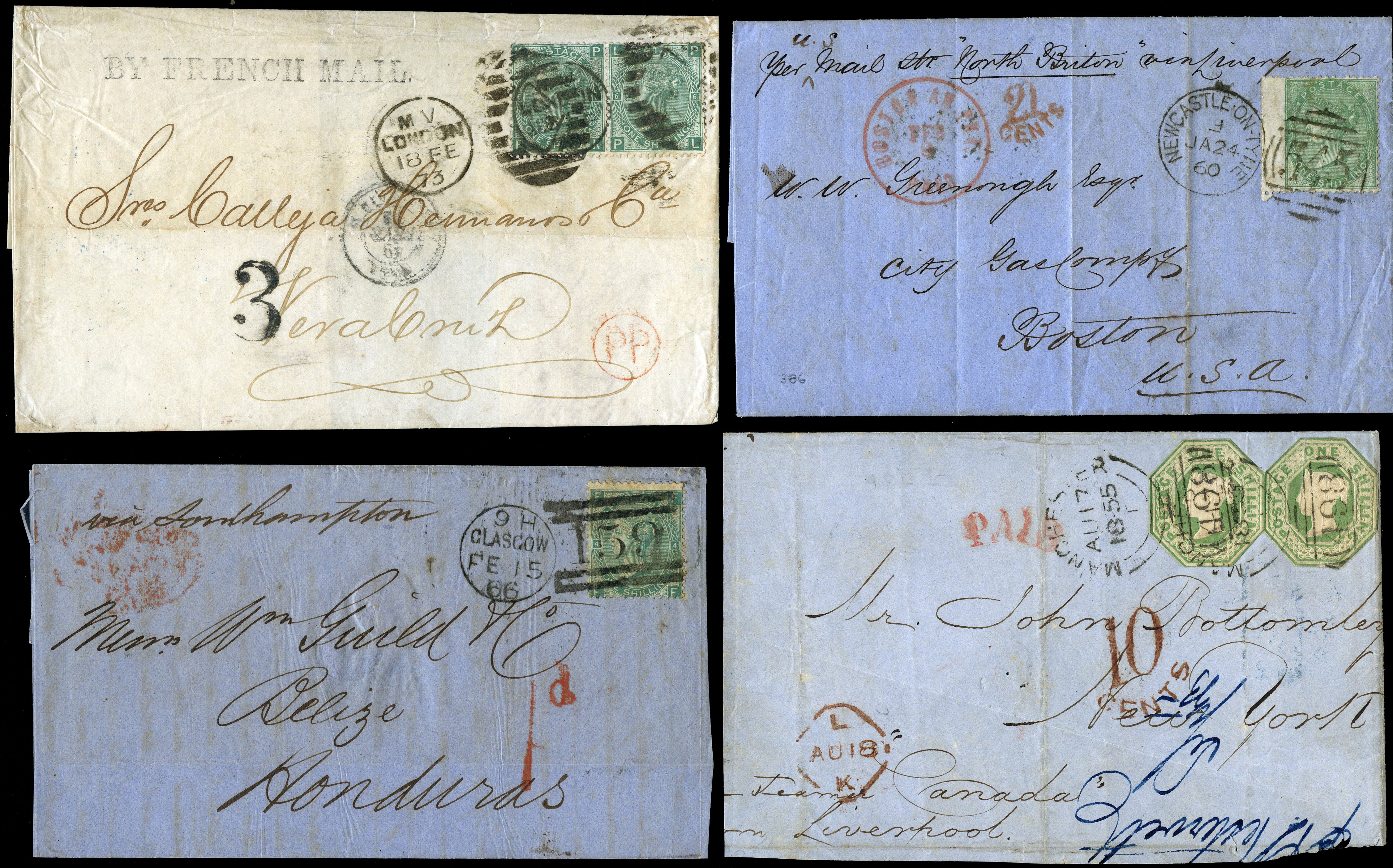 POSTAL HISTORY: 1854-1877 group of five...