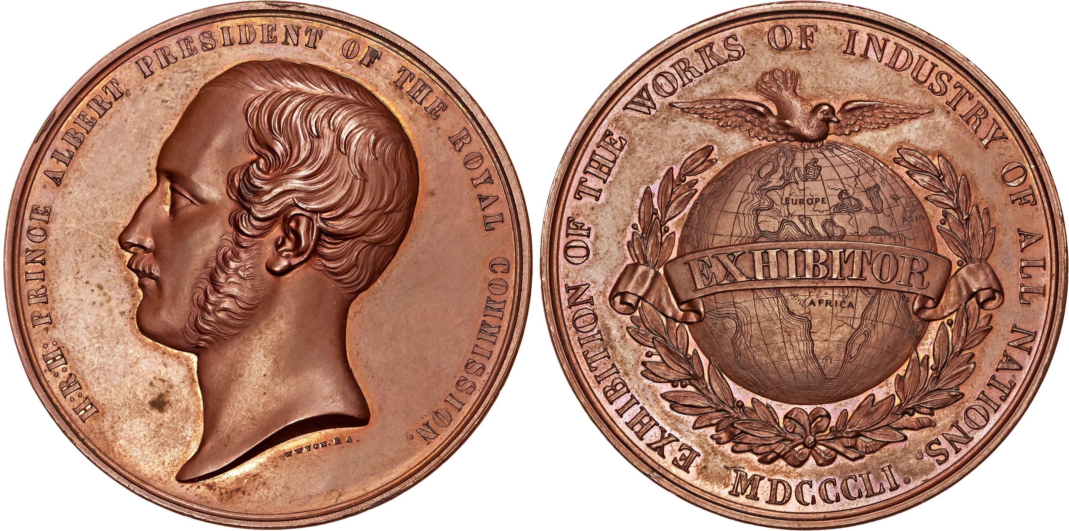 Victoria (1837-1901), Great Exhibition, Hyde Park, 1851, Copper Exhibitor's Medal by W. Wyon.