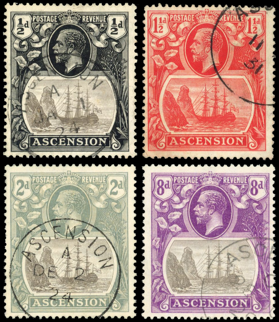 Ascension SG 10b, 12b, 13b, 17b torn flag group used