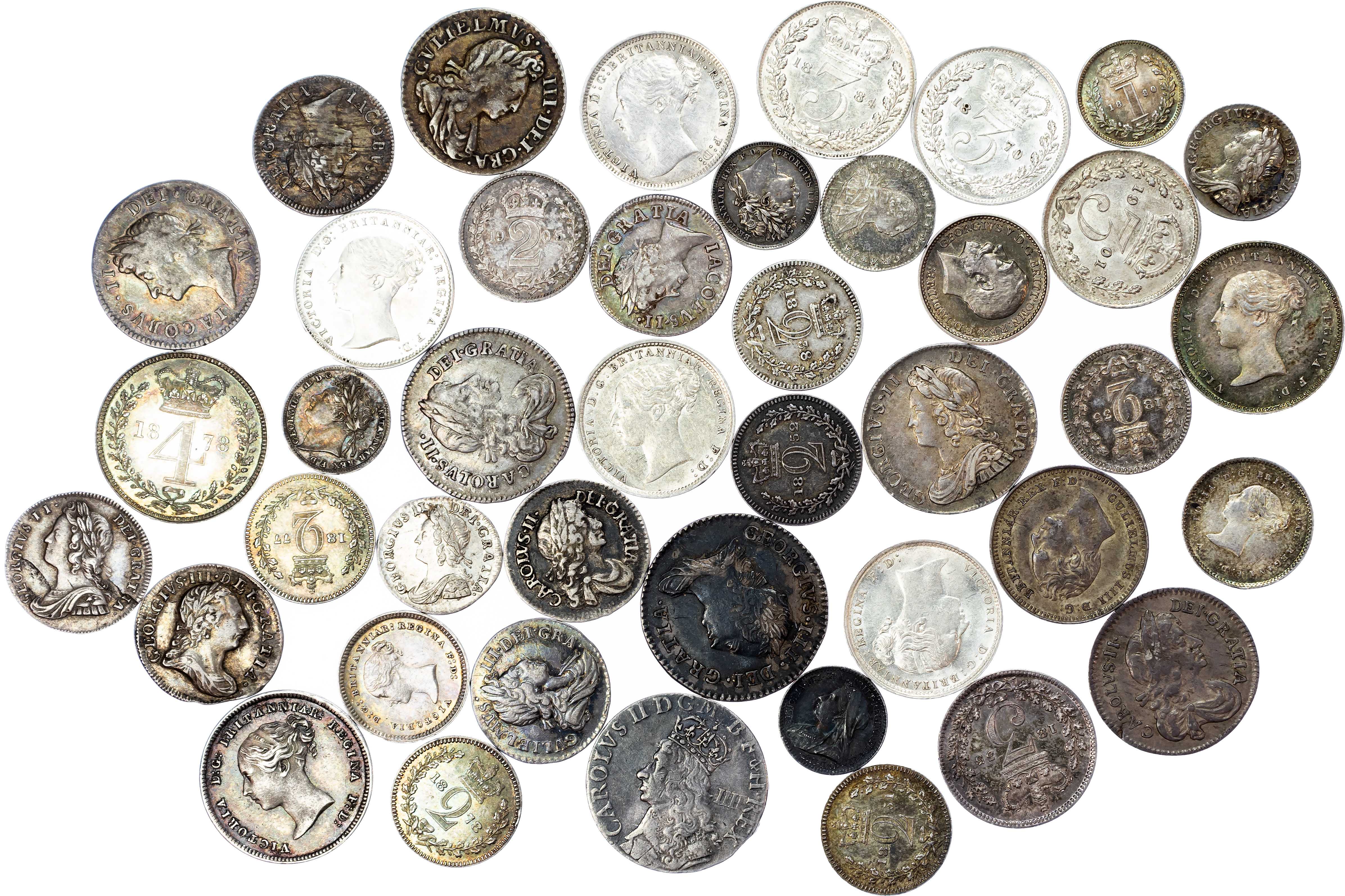 Charles II (1625-1649) to George V (1919-1936), Lot of Maundy Oddments (42).