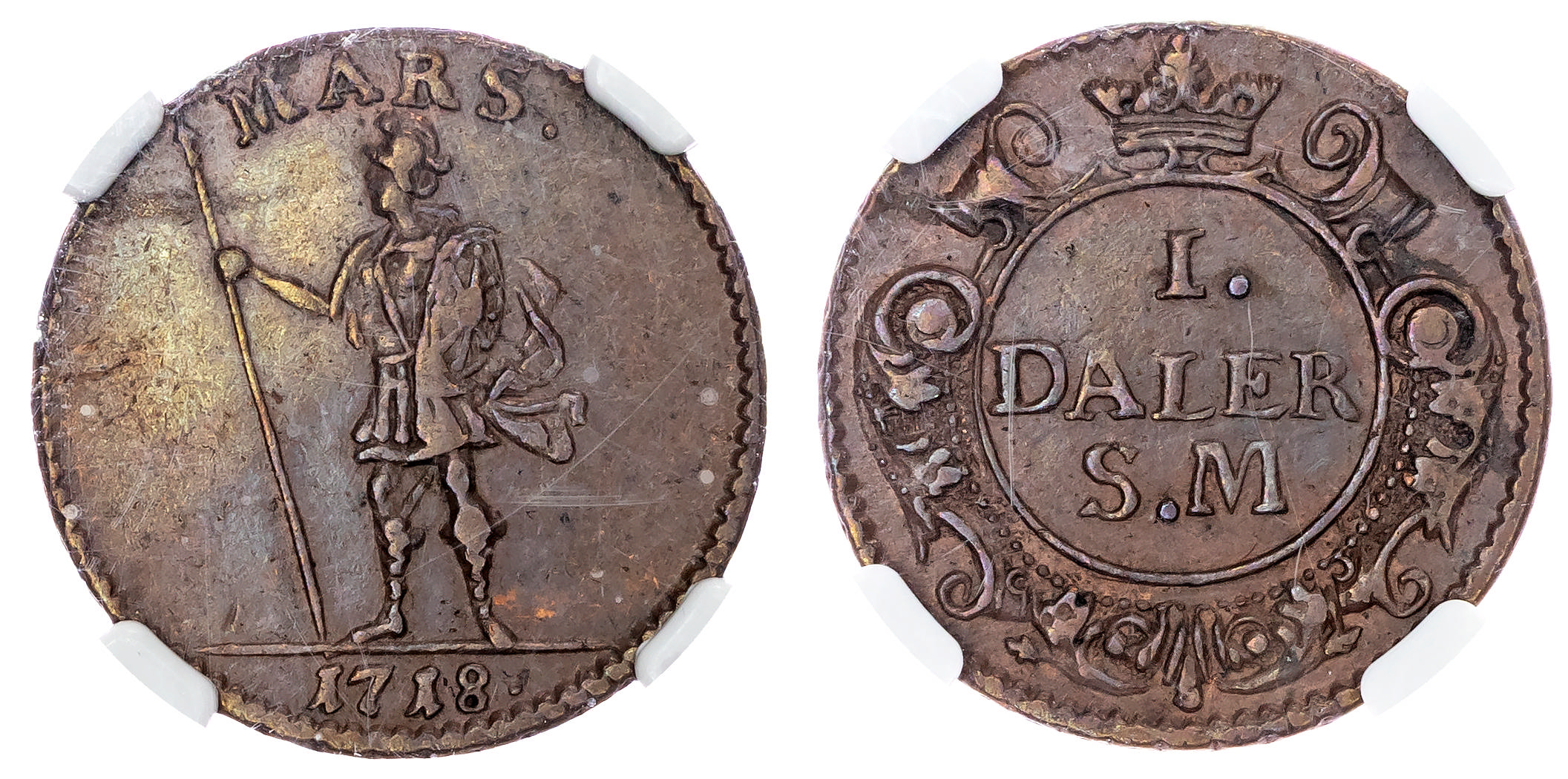 Sweden, Karl XII (1697-1718), copper Daler, Mars - AU 50 BN
