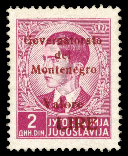 Montenegro Italian Occupation 1942 2d rose-lilac large part o.g.