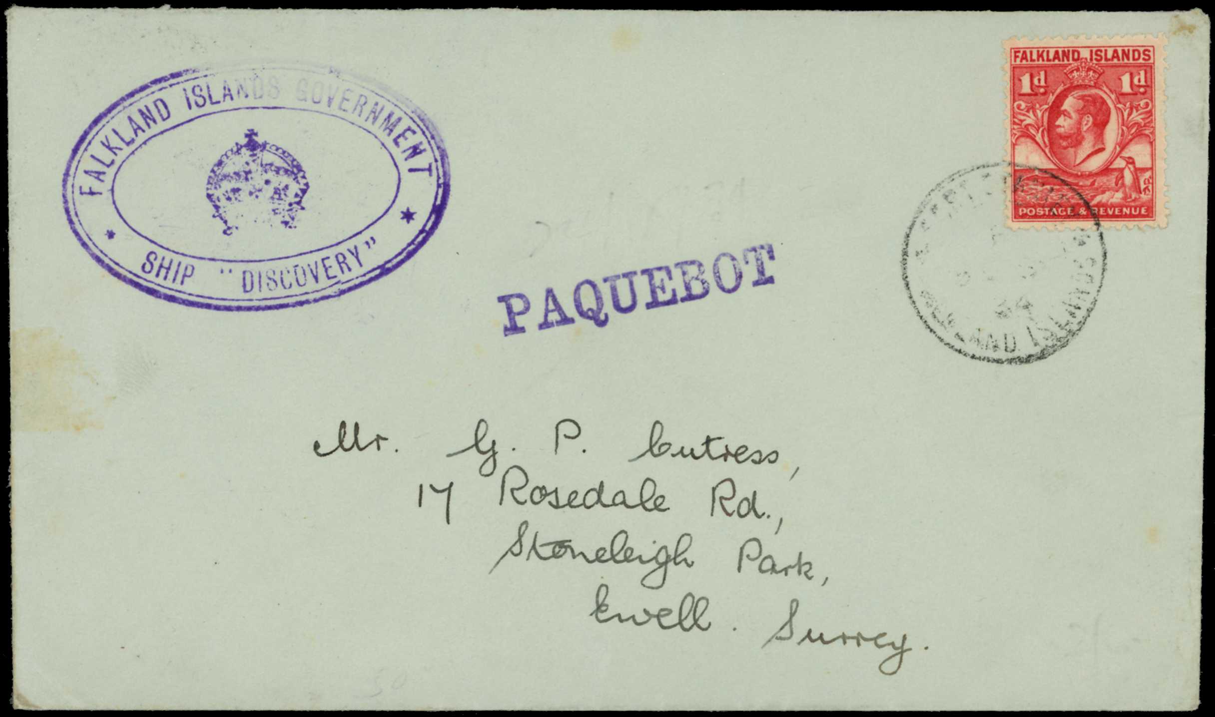 Paquebot cover. 1934 'Cuttress' envelope...