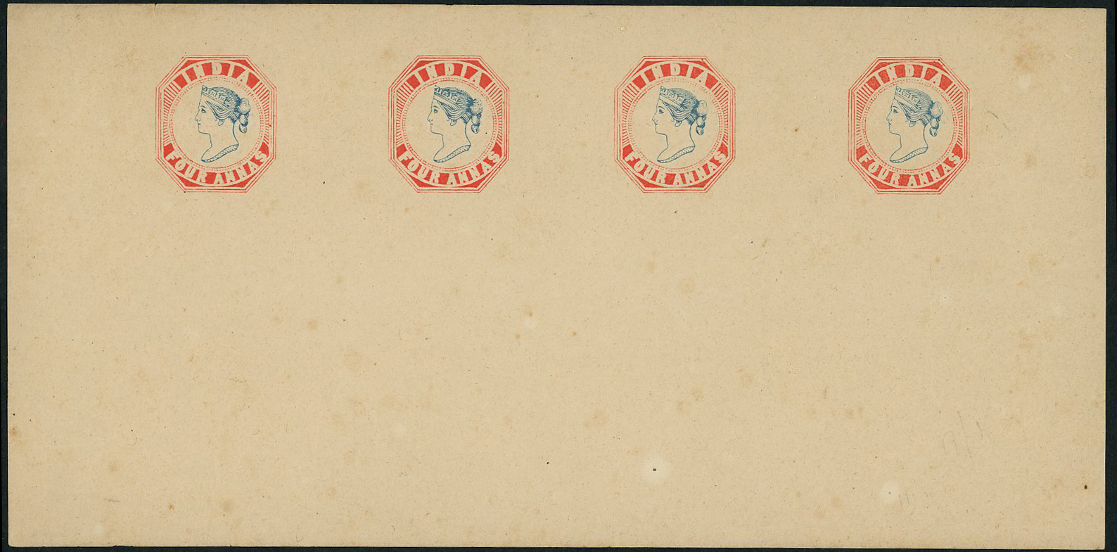 India 1890? 4a Spence 52 row of four underprint SPECIMEN.