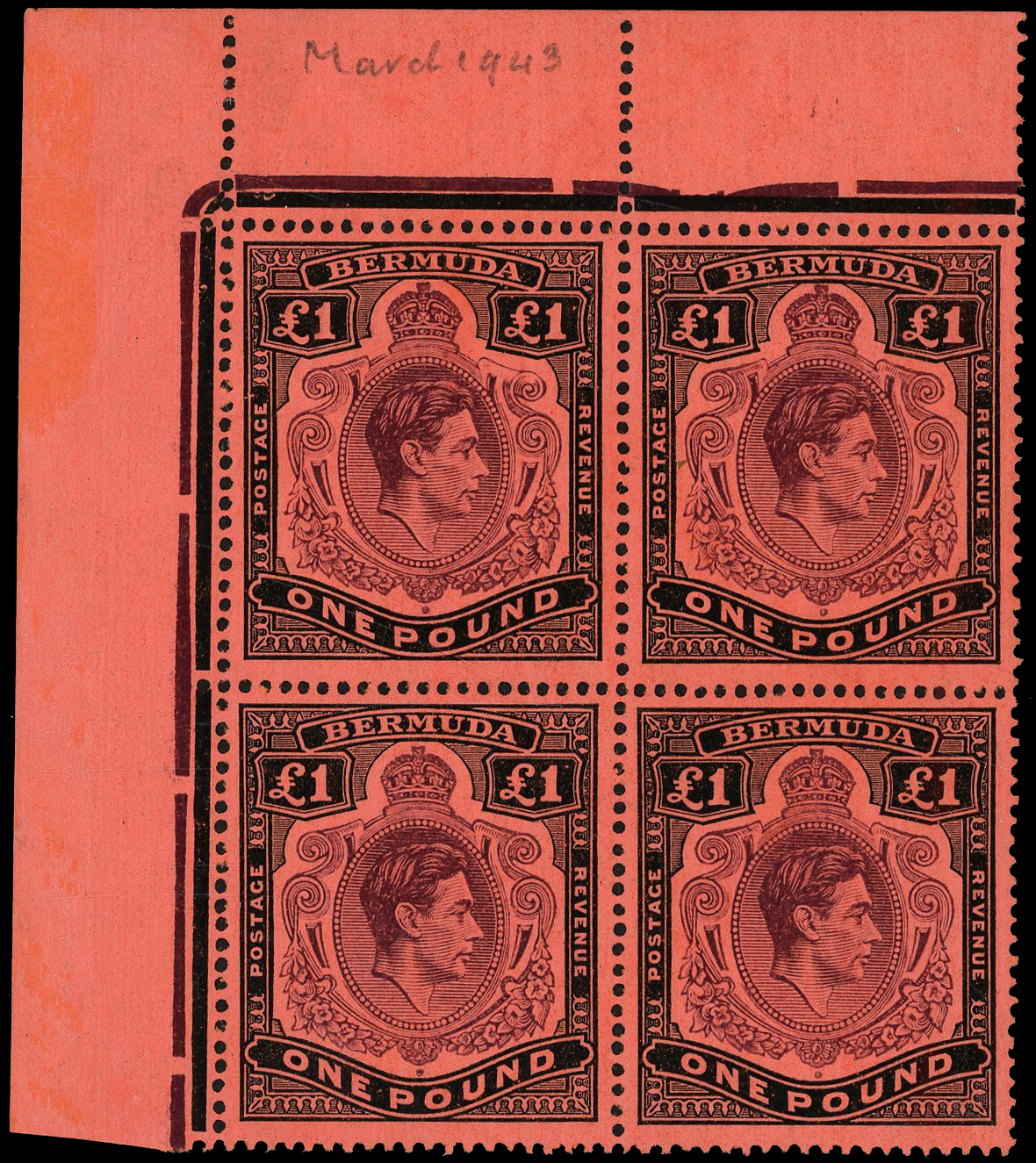 Bermuda SG 121c, cb block mint