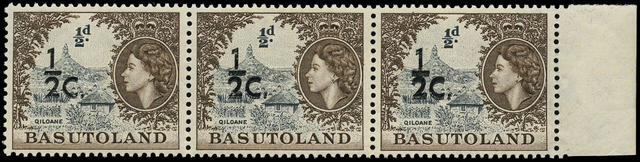 Basutoland 1961 ½c on ½d error surcharge double, SG 58a, mint