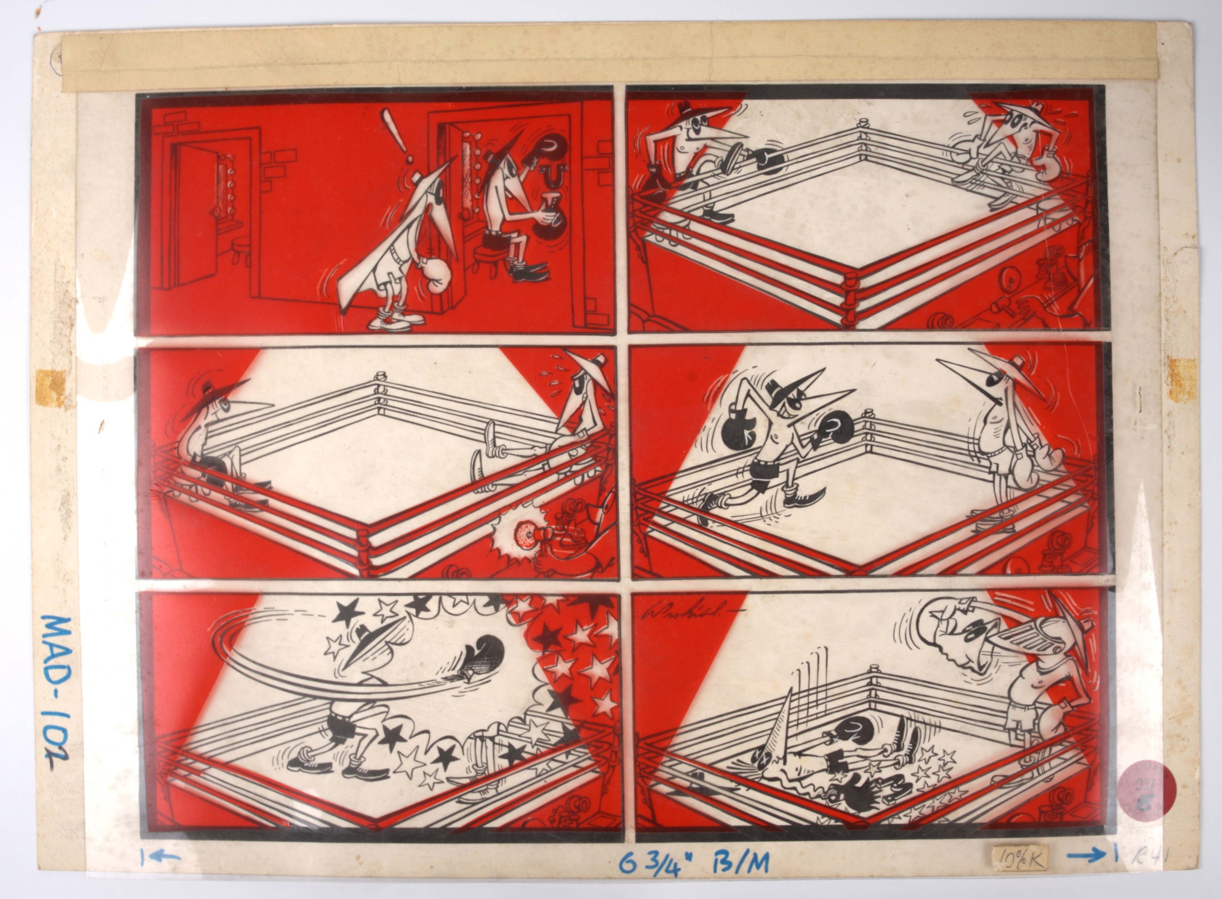 Antonio Prohías Mad #102 'Spy Vs. Spy' Boxing Ink Story Six Panel Page (EC, 1968)