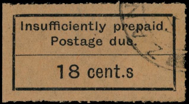 1929 18c black on orange postage due R 4/1...