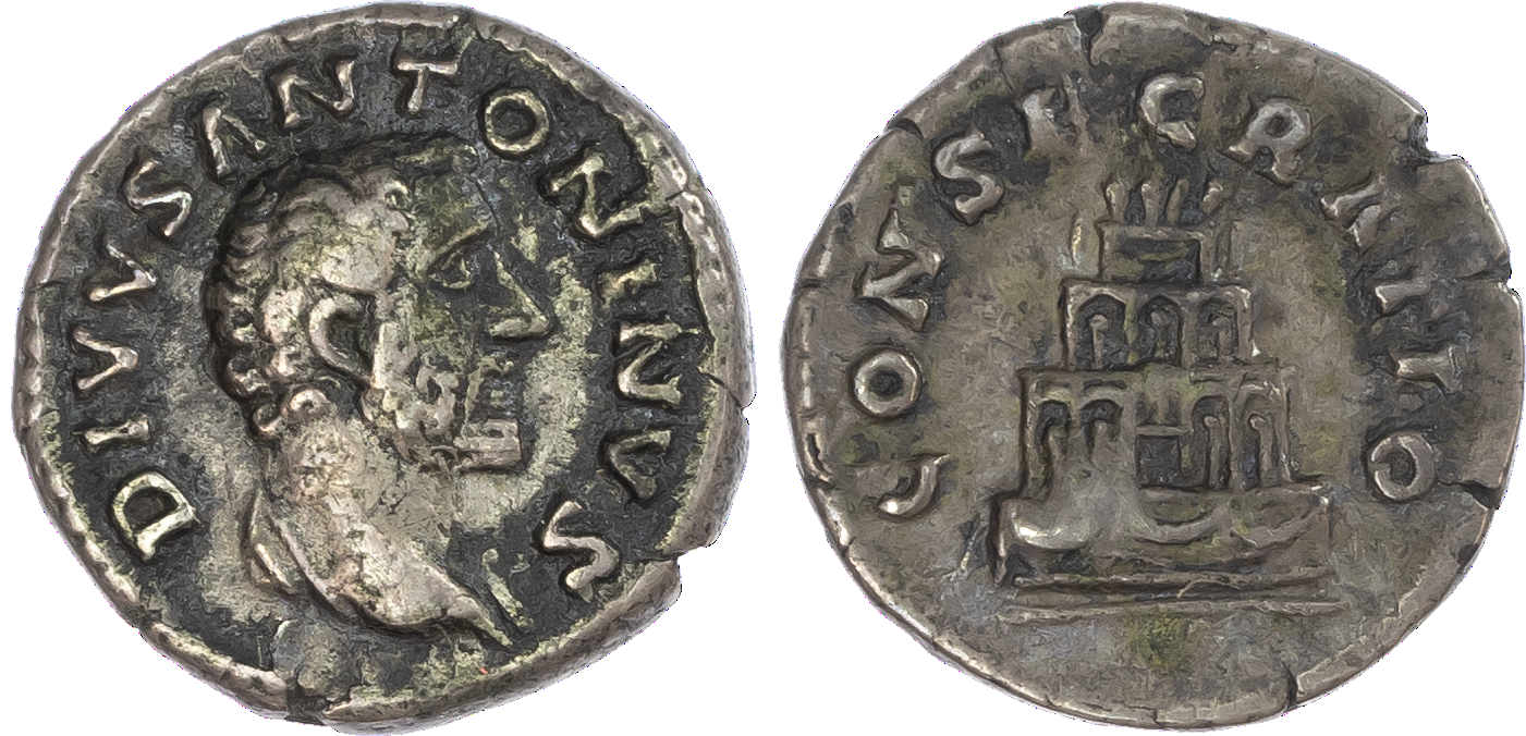 Divus Antoninus Pius (d. AD 161) AR Denarius, Rome, 3.16g. DIVVS ANTONINVS, bare head of Antoninus Pius facing right. Rev.