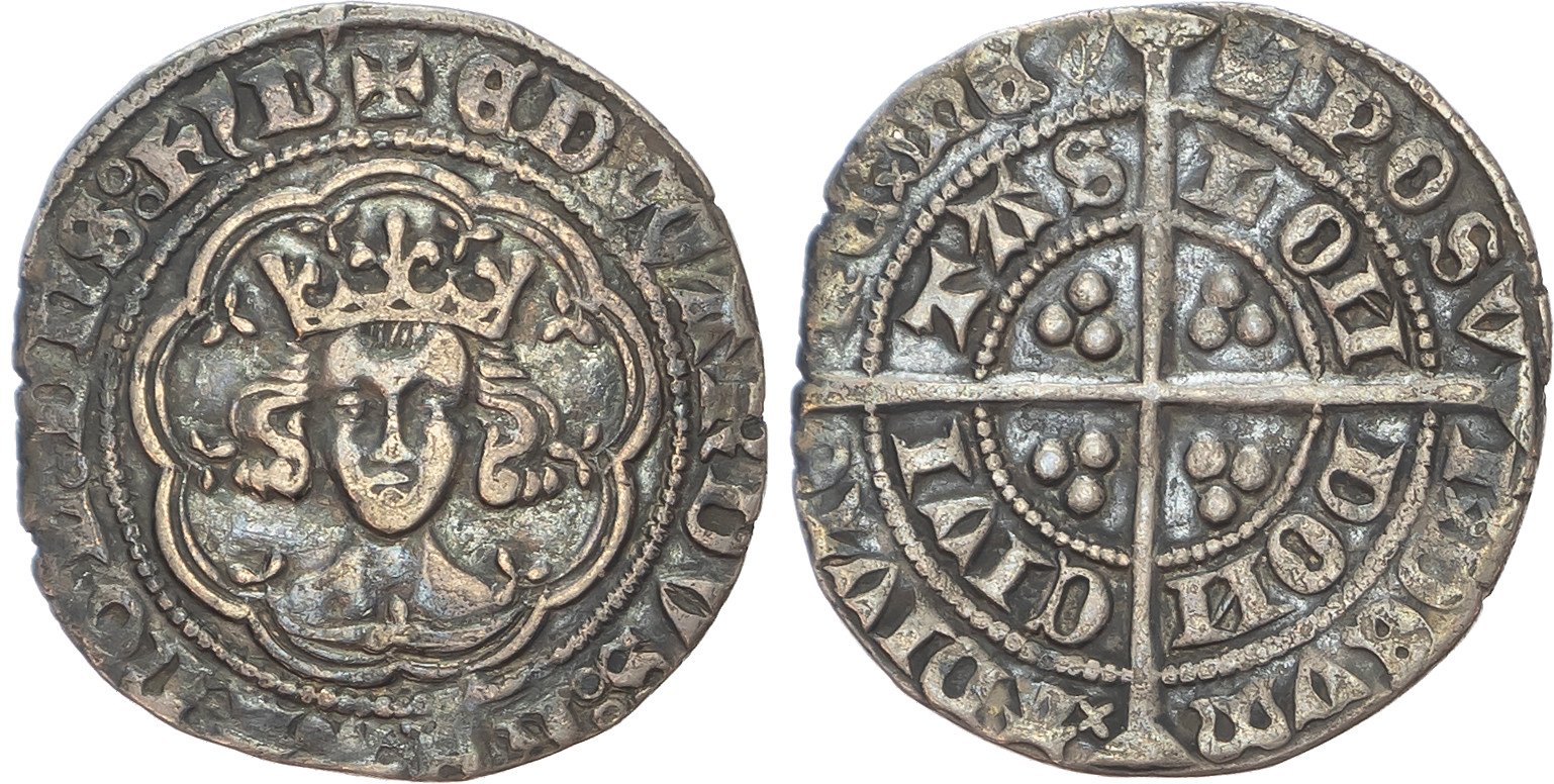 Edward III, (1327-1377), AR Halfgroat, London mint, Treaty Period (1361-1369).