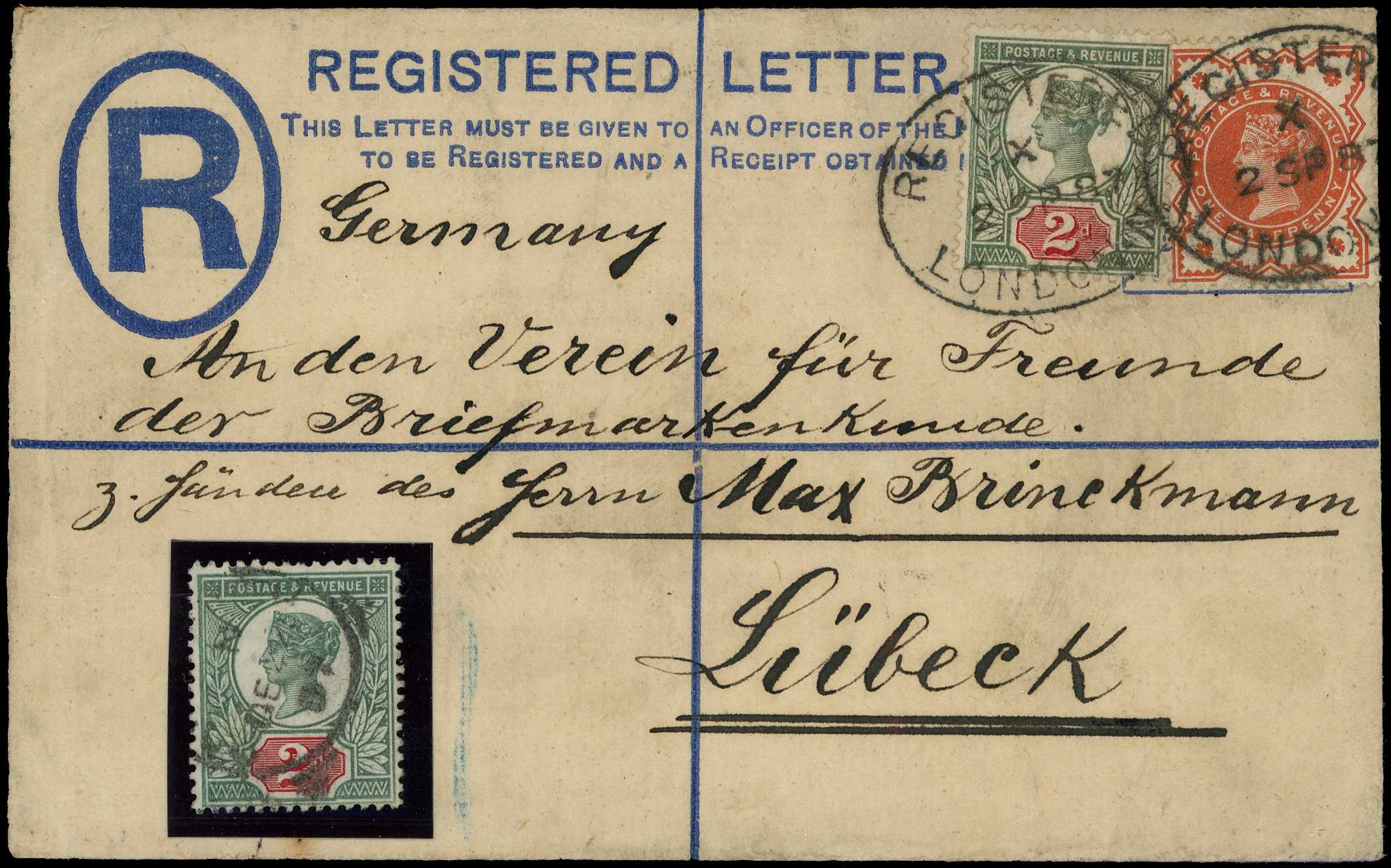 Postal History. 1887 registered...
