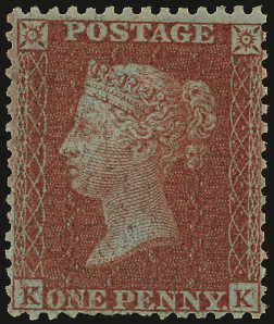 SG24var 1855 1d Red brown Pl.23 C7 abnormal o.g.