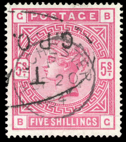GB 1883-84 5s rose, blued paper used