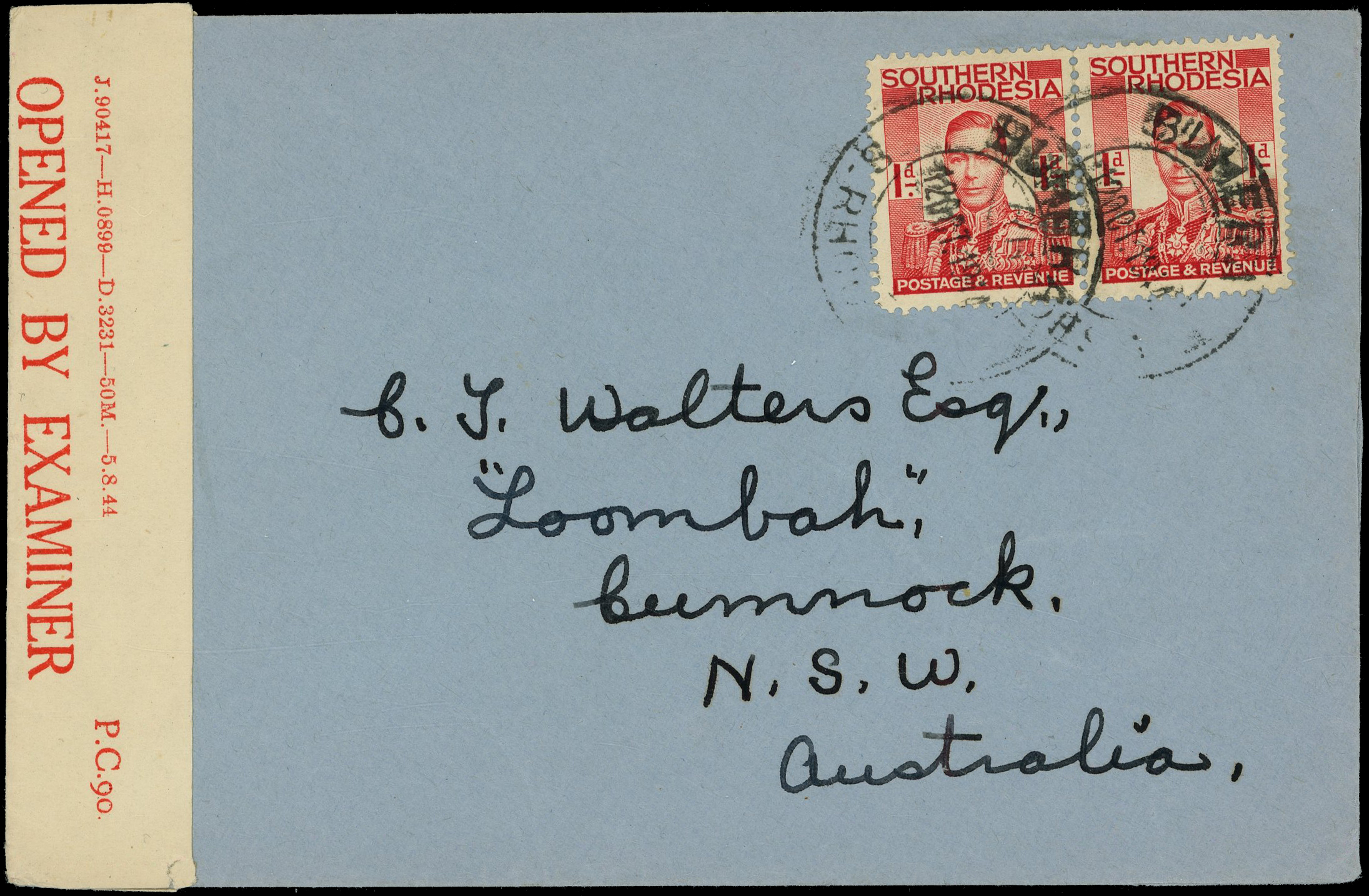 POSTAL HISTORY: 1944 Censored cover to...