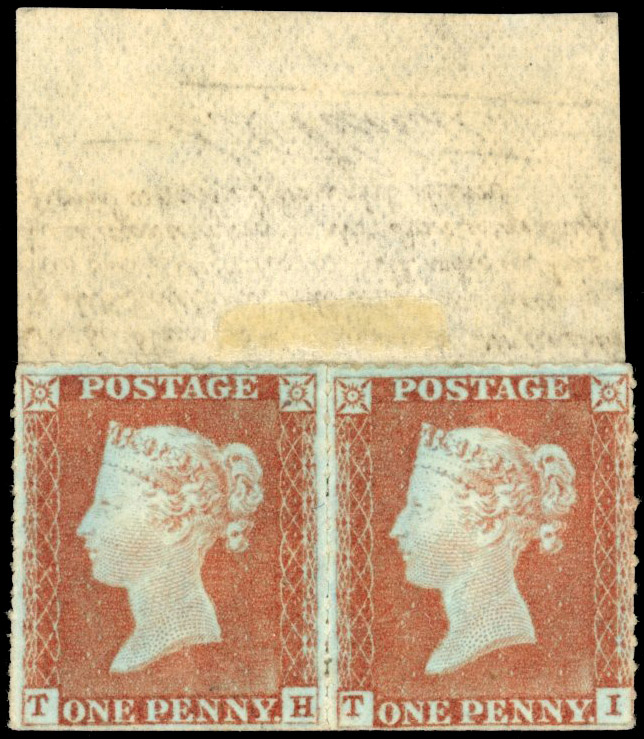 GB SG 16a 1850 1d Archer roulette mint pair 