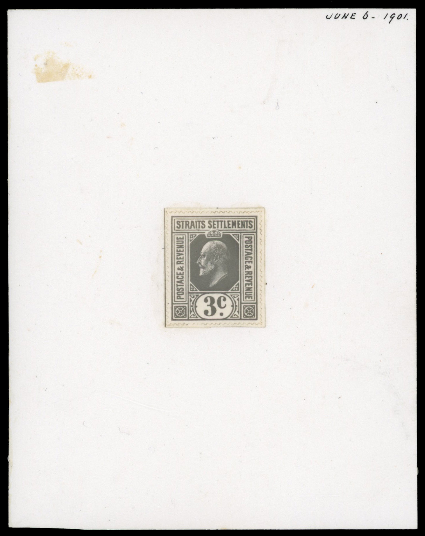 Straits Settlements 1901 KEVII 3c photographic essay