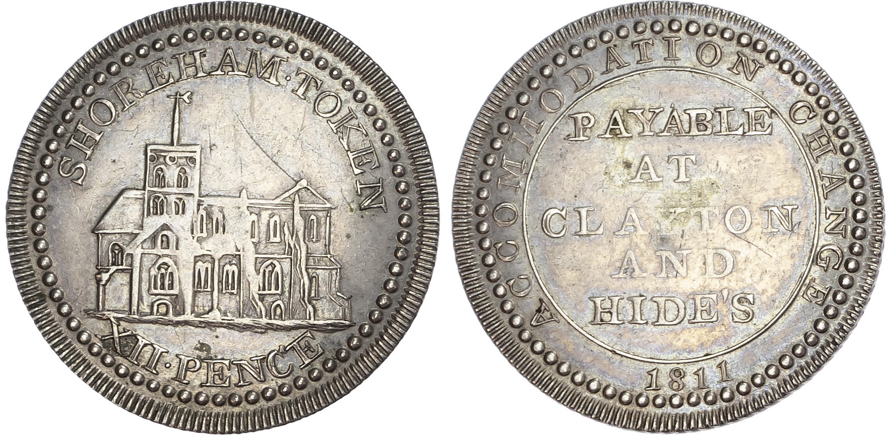 Sussex, Shoreham. Clayton and Hide’s, silver shilling, 1811. 