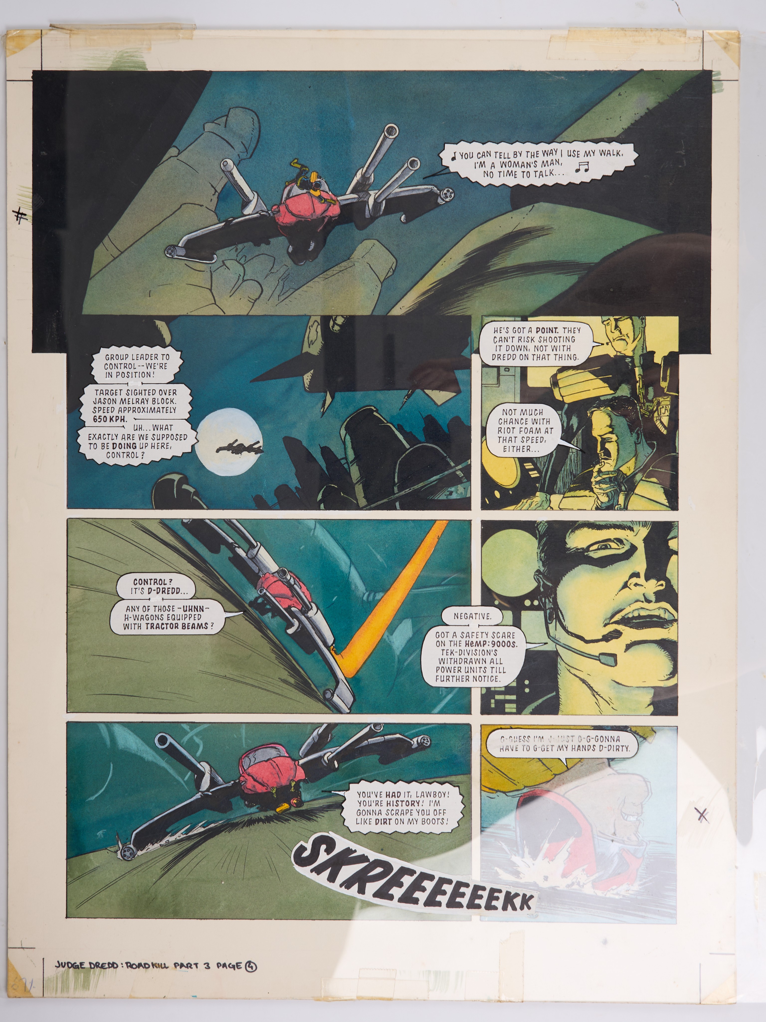 Peter Doherty 2000 AD Prog #858 Judge Dredd 'Roadkill Part 3' Full Colour Story Page (Fleetway, 1993)