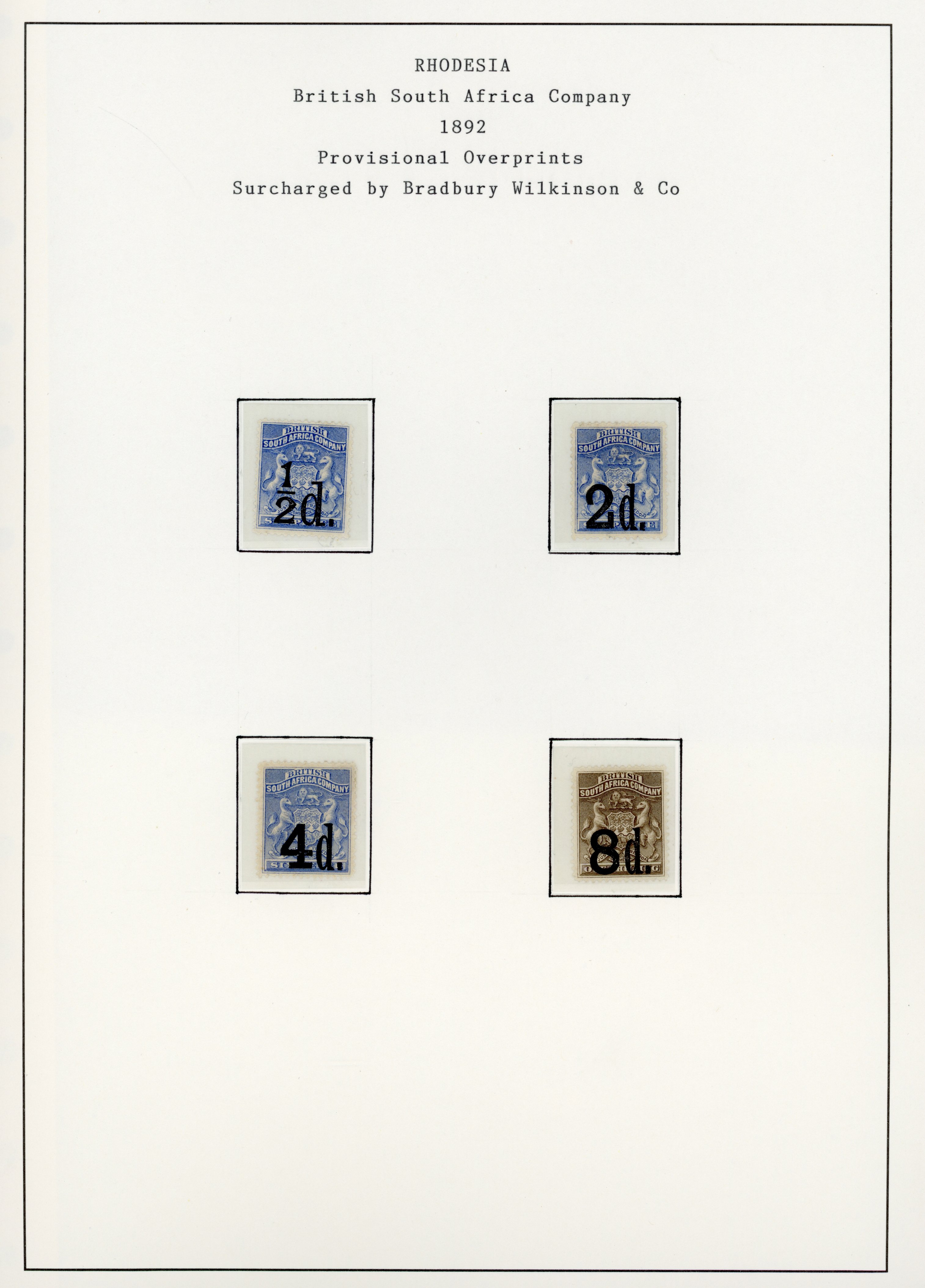 Rhodesia SG 14-50 1892-97 collection mint