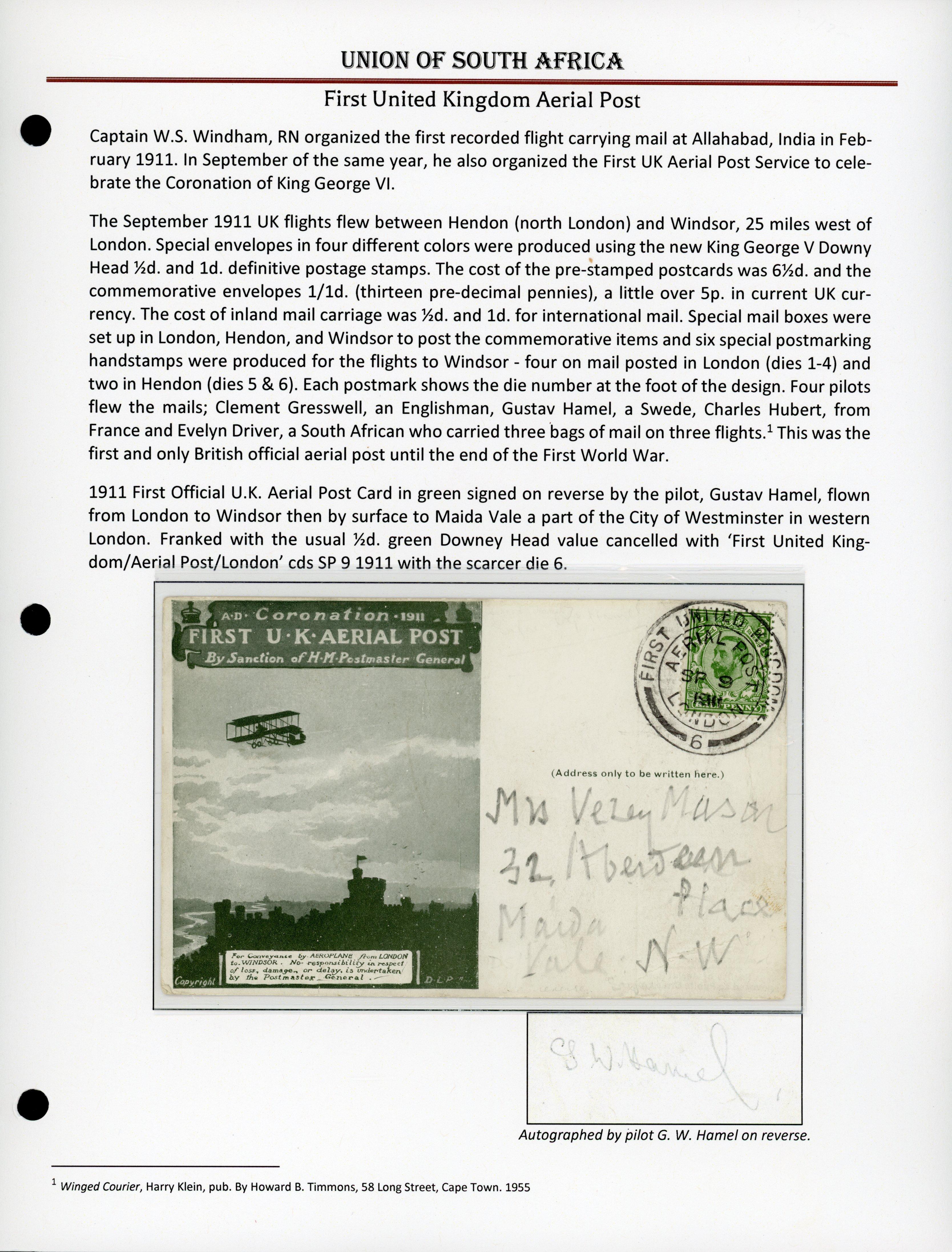 GB 1911 First Aerial Post cards