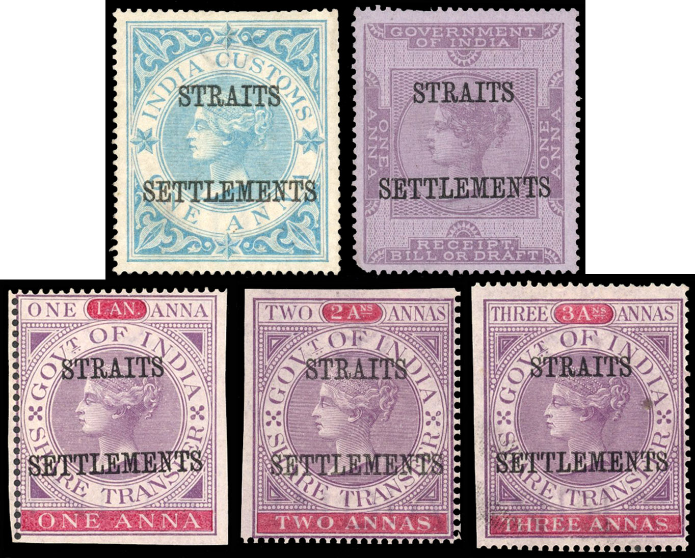 Straits Revenues 1867 De La Rue overprint essays