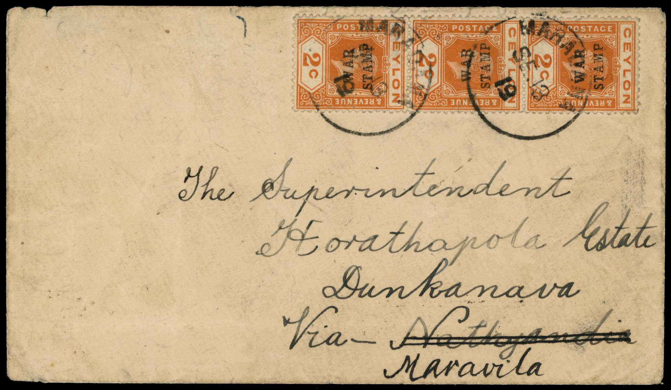 POSTAL HISTORY: 1919 envelope to Maravila...