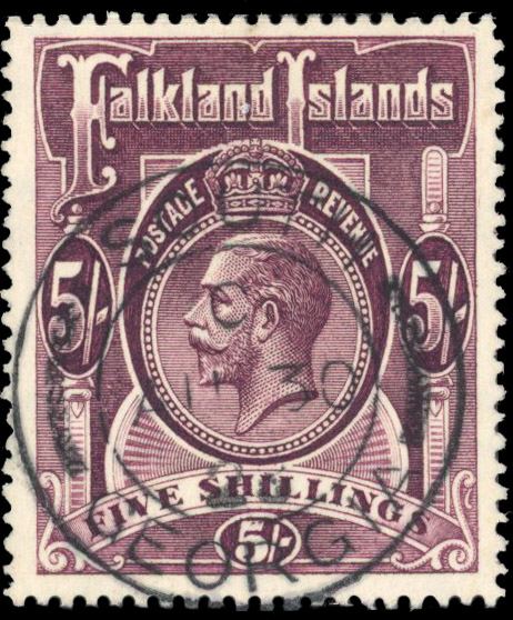 Falkland Island Deps KGV 5s maroon South Georgia cds