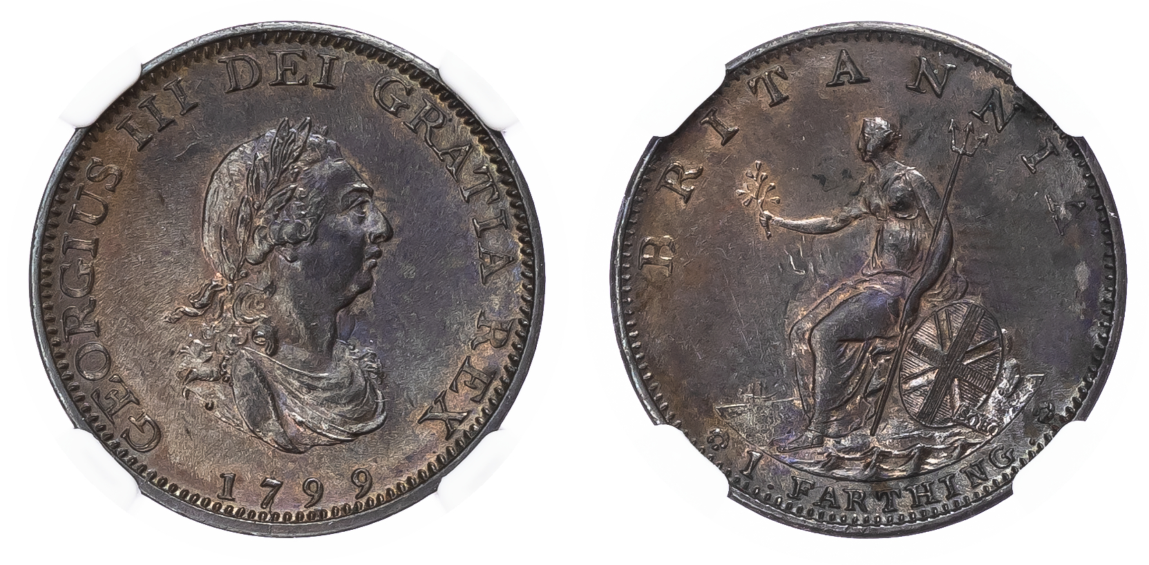 George III (1760-1820) Farthing 1799, NGC MS62