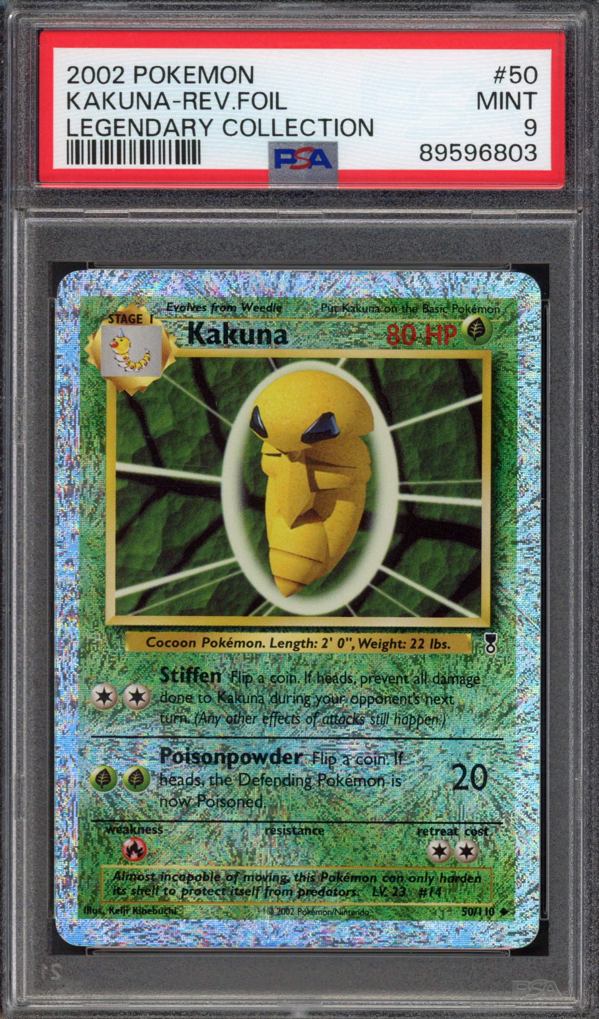 Pokémon TCG PSA 9 Kakuna 50 Reverse Foil, Legendary Collection