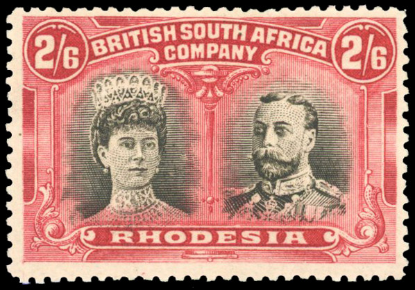 Rhodesia 1910-13 2s6d black and crimson perf 14