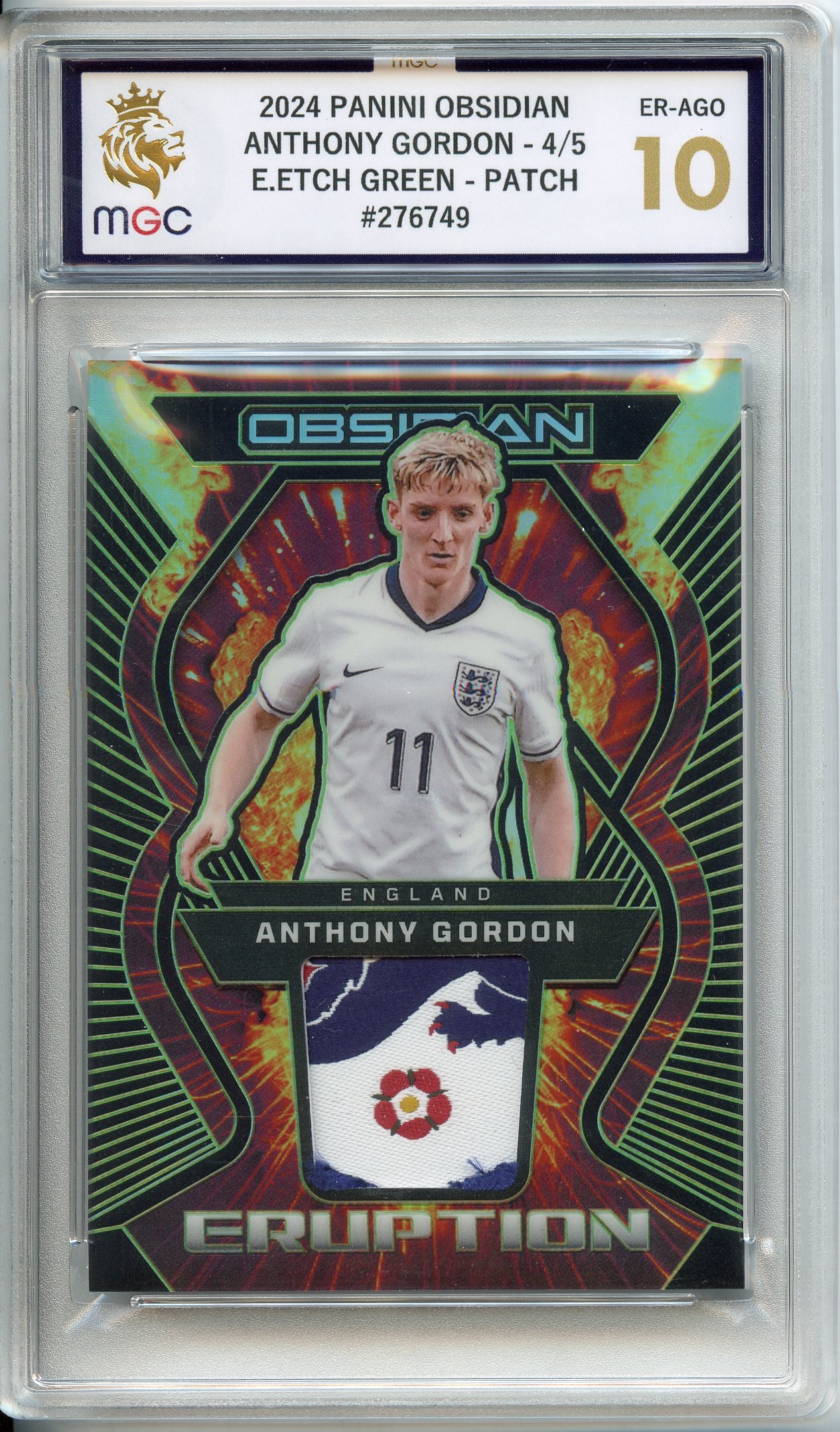 MGC 10 2024 PANINI OBSIDIAN ANTHONY GORDON - 4/5 - E.ETCH GREEN - PATCH 