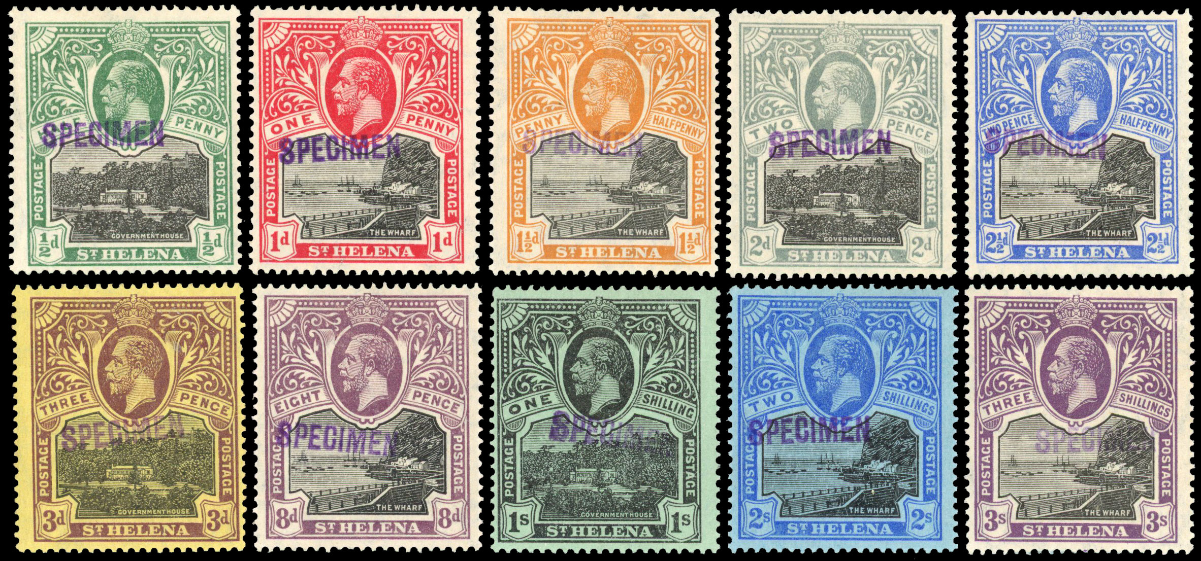 St Helena SG 72s-81s vars Specimens