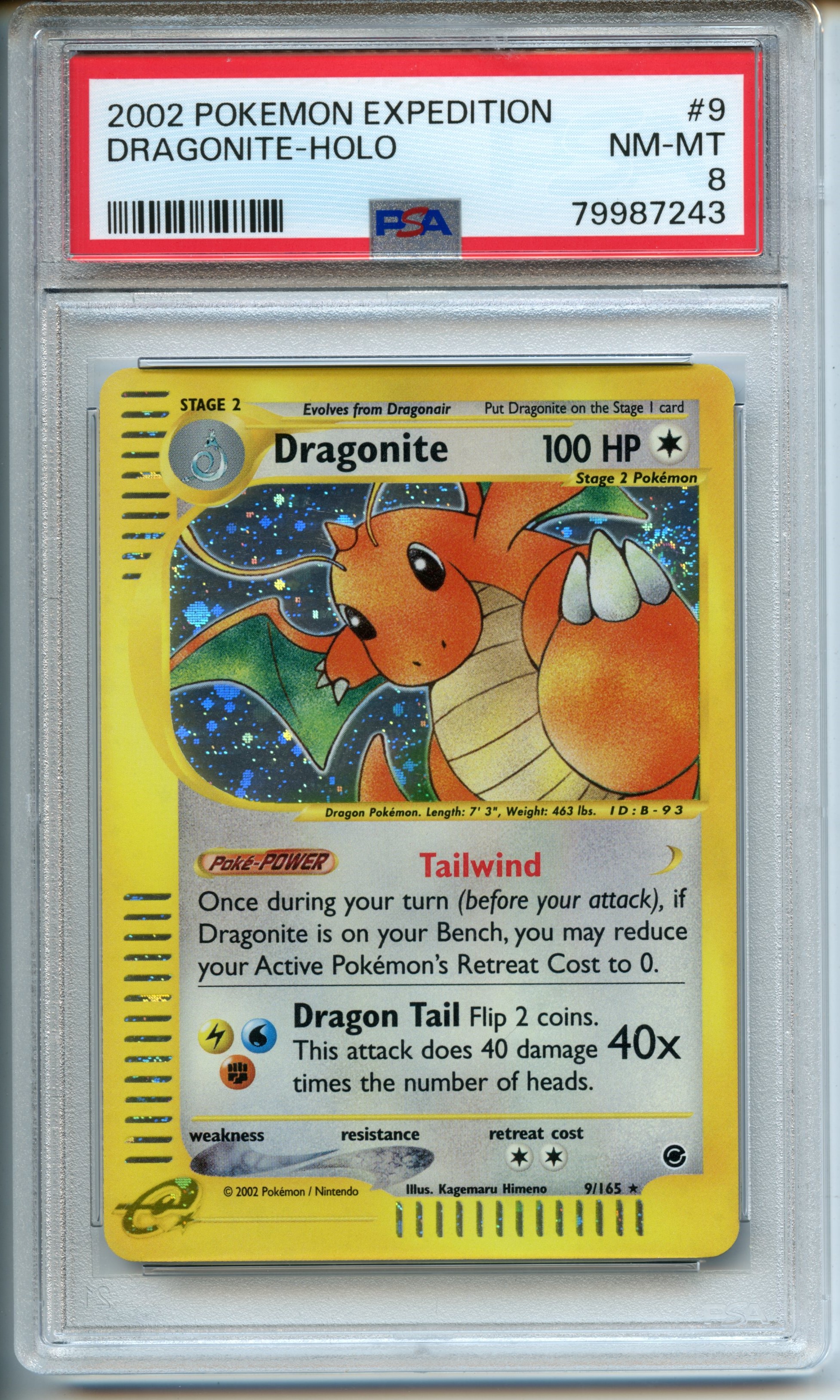 Pokemon TCG  - Dragonite  HOLO  - Expedition - PSA 8